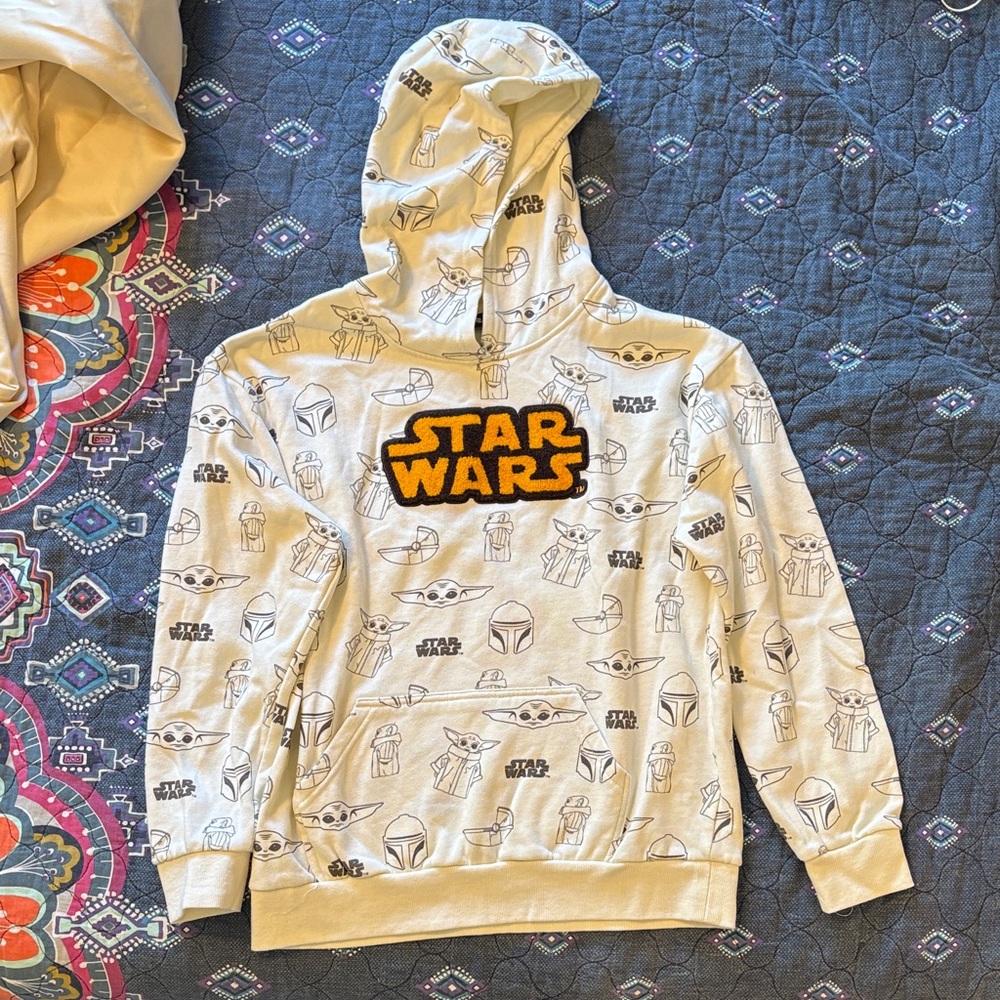 Kids Star Wars Cream Hoodie with Black and Gold Logo Sweatshirt